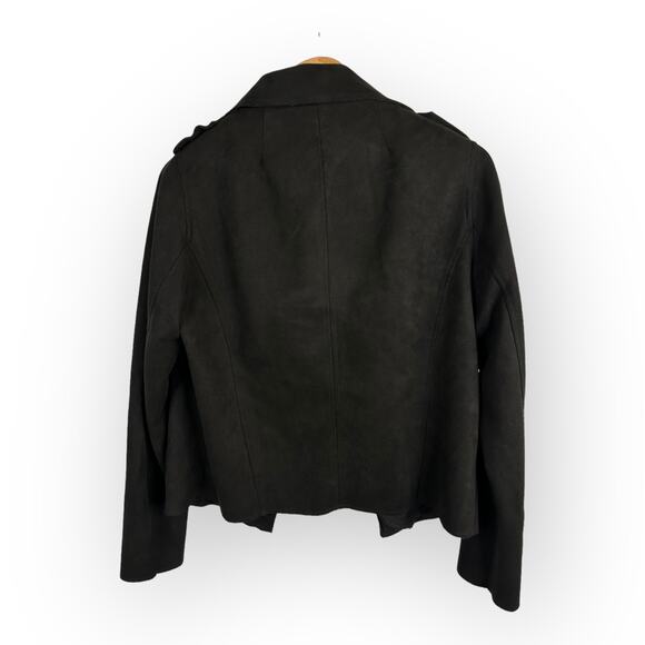 Kut from the Kloth Womens size M Faux Suede Boho Jacee Draped Moto Jacket Black - Picture 4 of 11